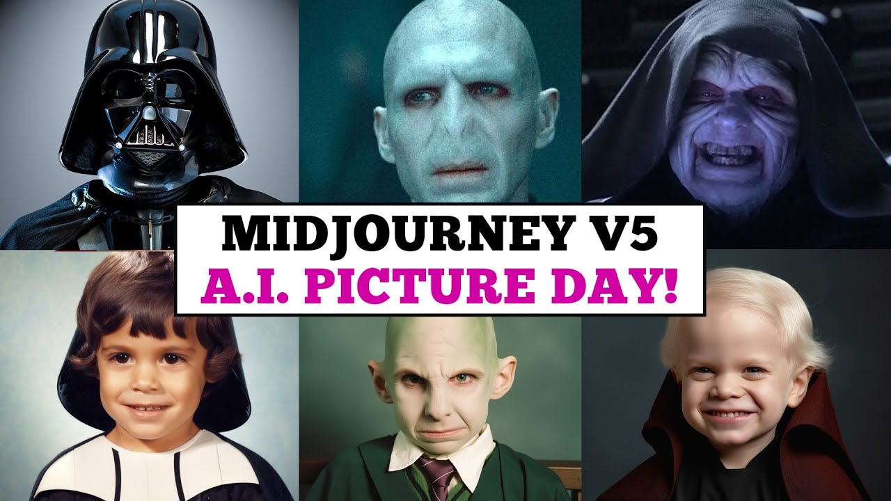 Midjourney V5 - Movie Villains On School Picture Day - How To Reverse Age - Tutorial Included